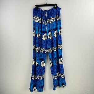 Vintage In‎ Gear Capri Pants Womens L Blue White Floral Drawstring Flood